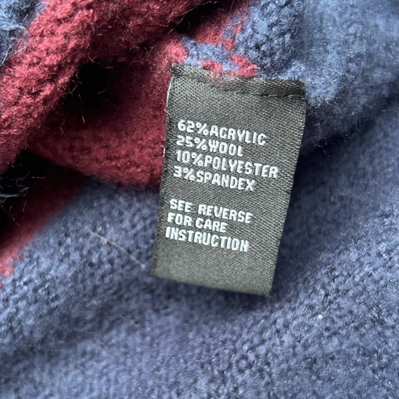 Cliche color block 3 striped sweater burgundy yellow navy blue - Picture 3 of 7